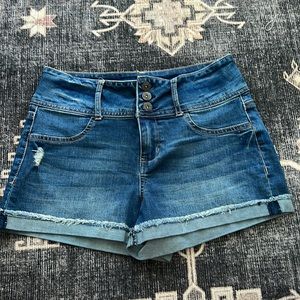 Medium wash jean shorts